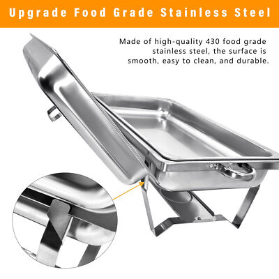 Chafing Dish Buffet Set 6 Pack 13.7 QT Stainless Steel Chafer for Catering