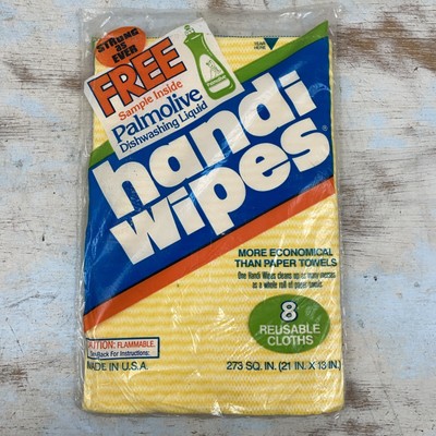 Handi Wipes Reusable Cloths Kitchen SEALED 8 Pk Colgate Palmolive Yellow VINTAGE