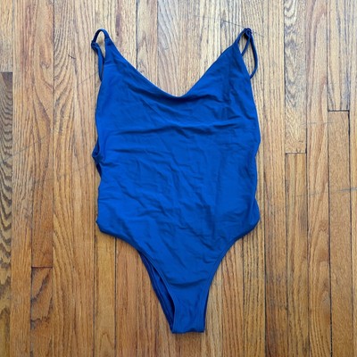Arie Blue Scoop Back One Piece Swimsuit with Side Cutouts XS