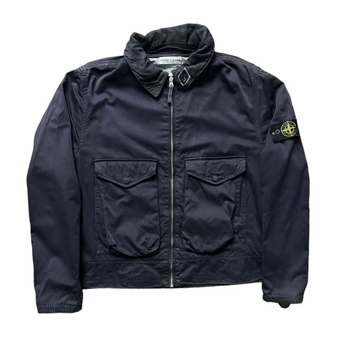 Vintage Navy Blue 2002 S/S Stone Island Raso Gommato Jacket – Mens
