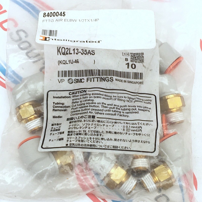 SMC KQ2L1335AS QUICKCONNECT TUBE ADAPTER FITTINGS 10pack 94712919668
