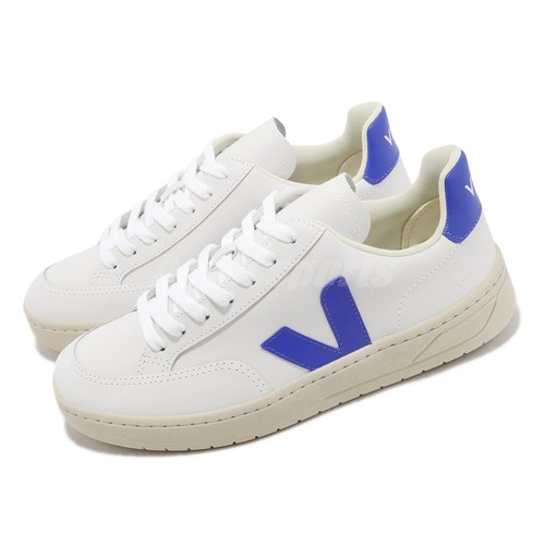 Veja V-12 Leather Extra White Paros Blue Women Casual Lifestyle Shoes XD0203104A