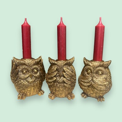 Nichts Entendre Nichts Sehen Nichts Dire Chouette Chandelier 3-er Set Or 9,5cm
