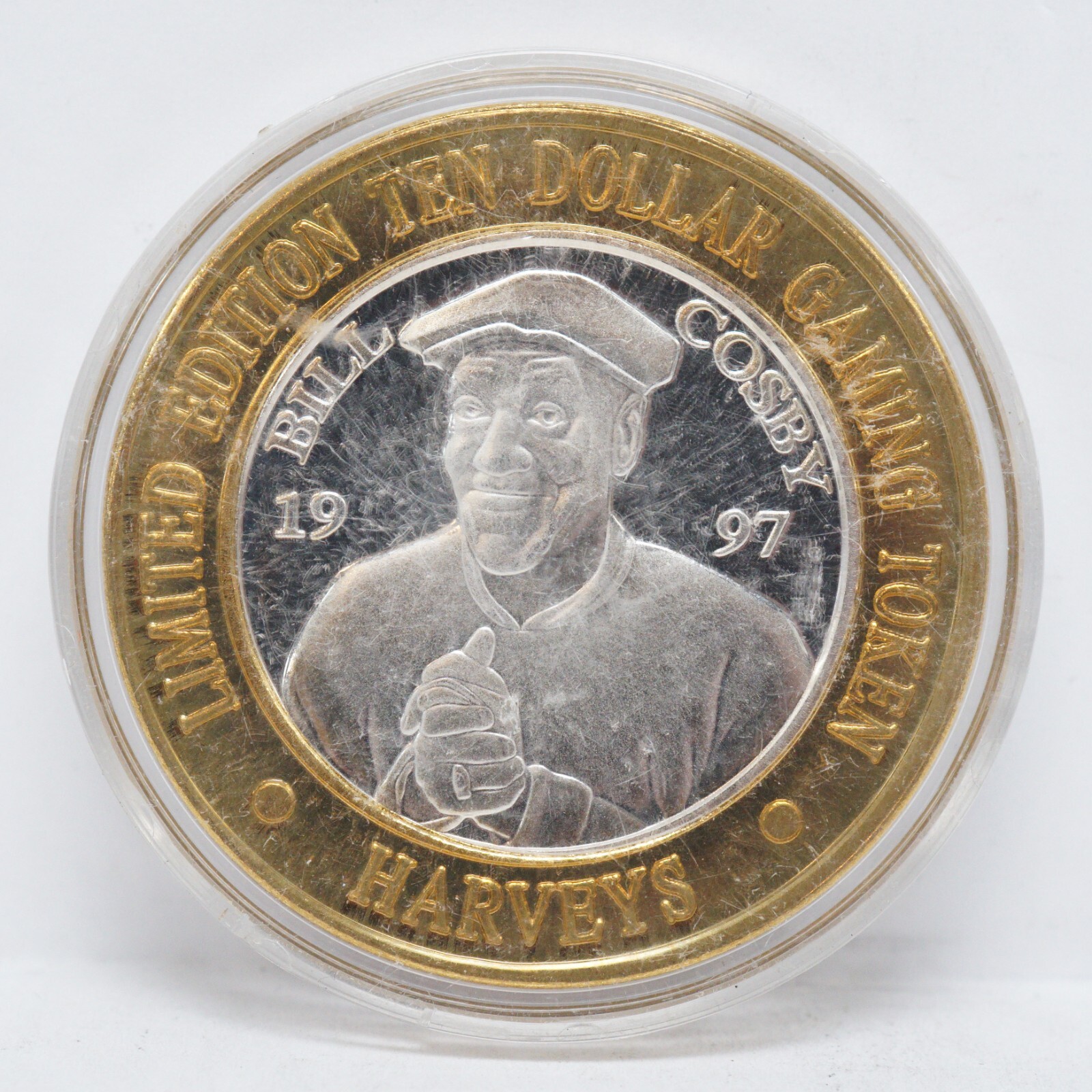 Harvey's $10 Gaming Token .999 Silver Center Bill Cosby 1997