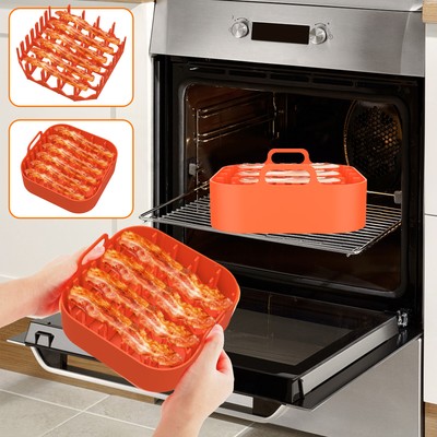 Microwave Bacon Cooker with Tray Silicone Crispy Bacon Maker for Microwave BO