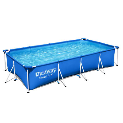 Bestway 13 Foot x 32 Inch Rectangular Above Ground Swimming Pool, Blue(Open Box)