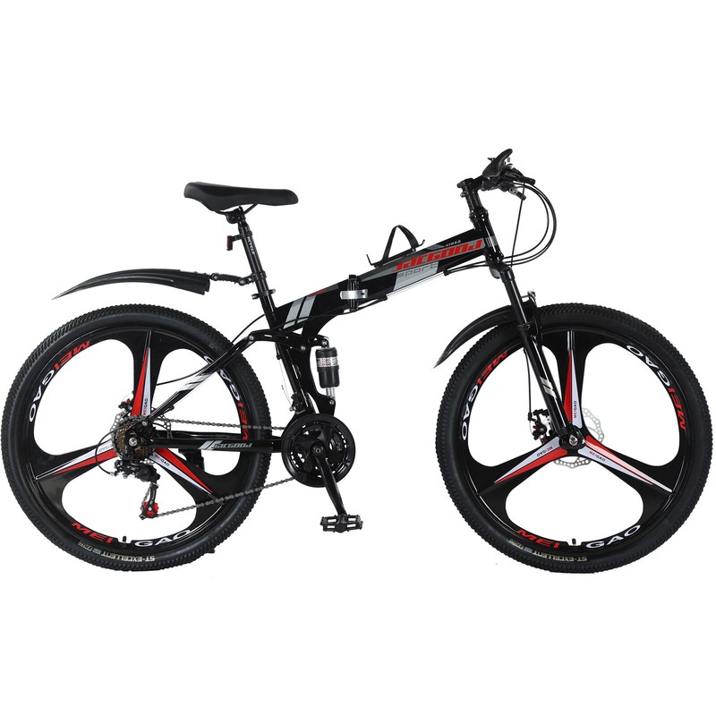 26" Folding Mountain Bike 24-Speed Full Suspension MTB for Men
