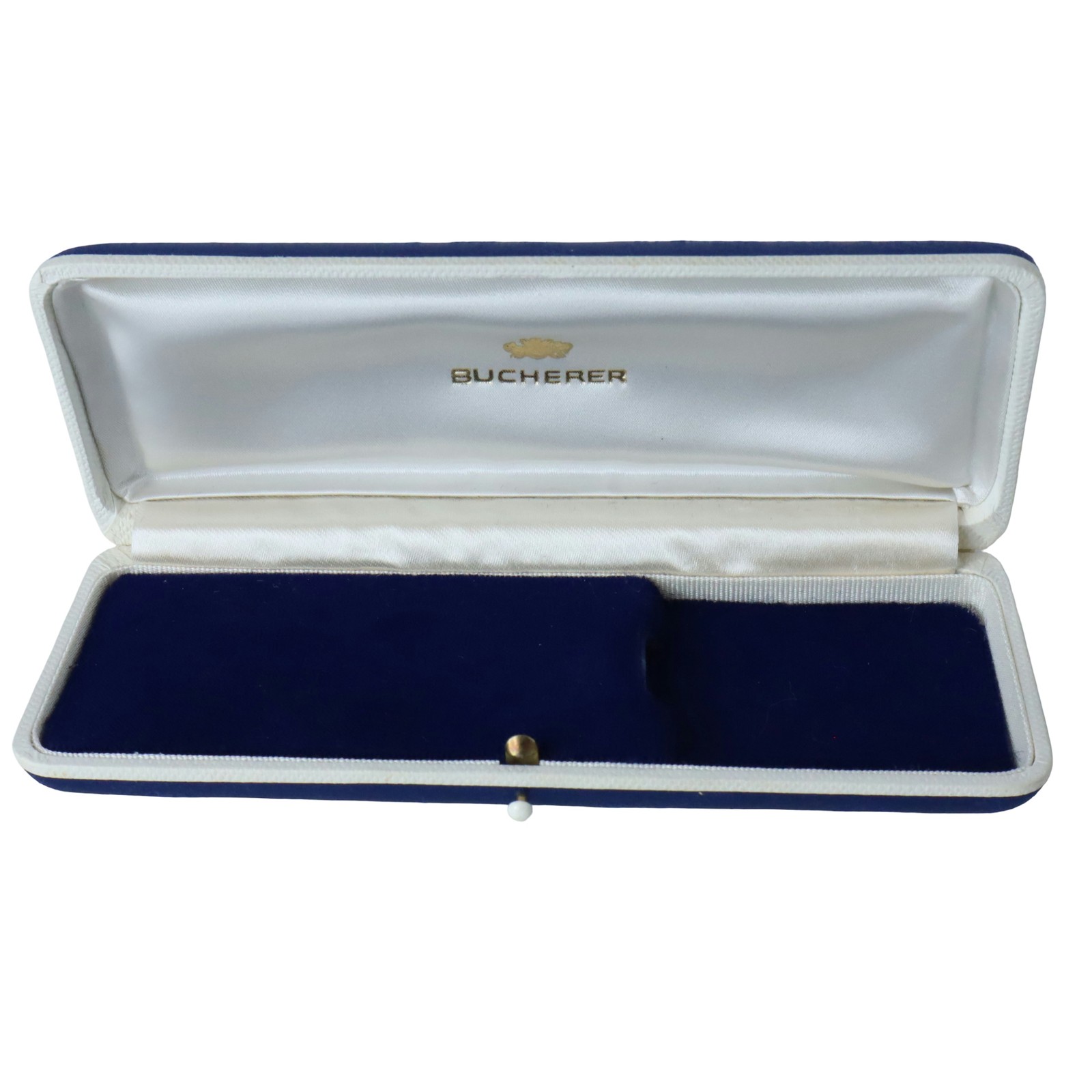 Vintage Bucherer Watch Presentation Box Navy Blue Velvet Satin Ladies 1960s