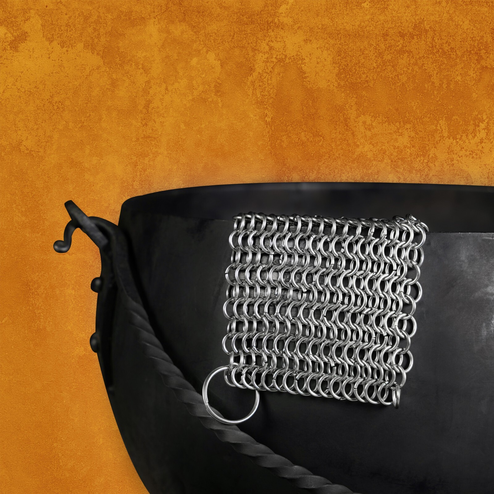 Chainmail Scrubber Stainless Steel Skillet Cast Iron Kitchen Cleaner 15 X 15cm