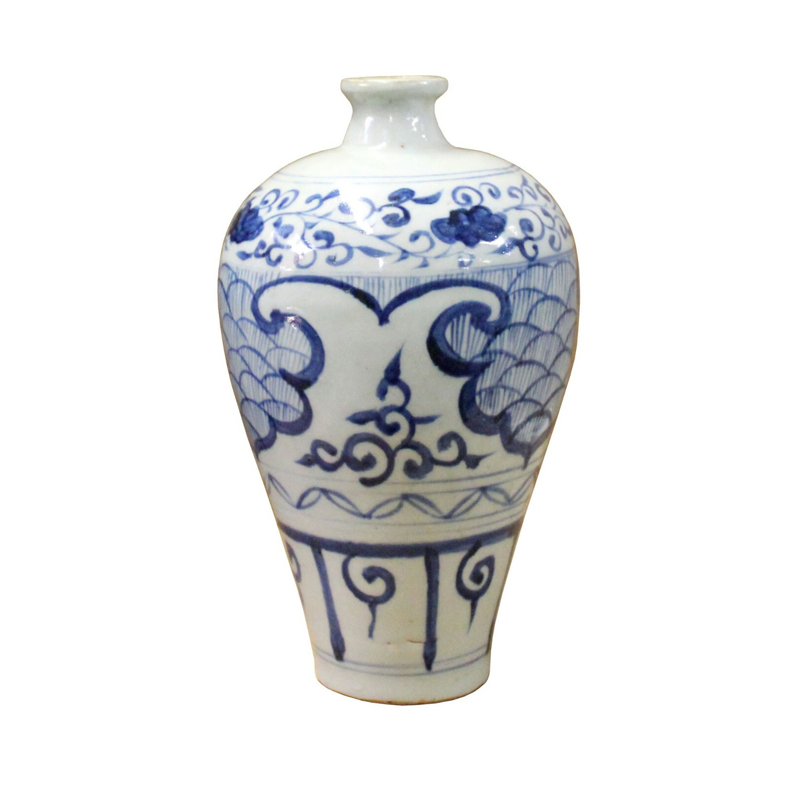 Chinese Blue White Round Porcelain Graphic Meiping Plum Vase ws402S Chinese Blue White Round Porcelain Graphic Meiping Plum Vase ws402S
