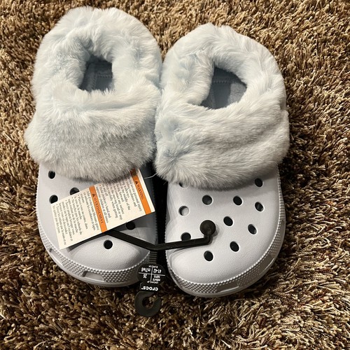 Crocs Mammoth Clog Faux Fur Lined Mineral Blue Classic Cozy Warm Comfy 10W  8M