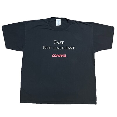 Vintage Compaq Computers T Shirt Mens Black Technology Software Nerd Tech 90s