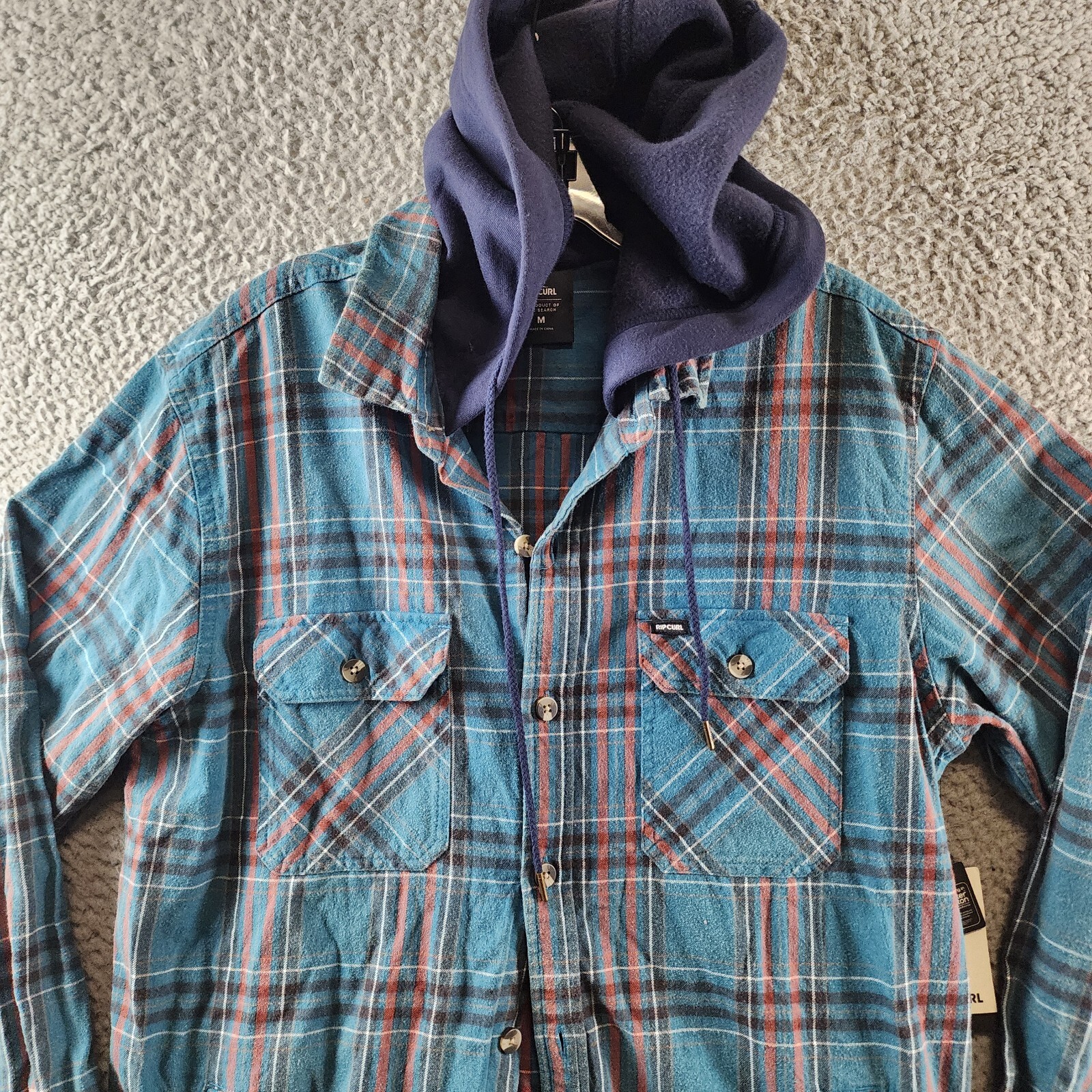 Rip Curl Ranchero Flannel Long Sleeve Shirt Men's M Blue Multi Button-Front - Picture 4 of 15