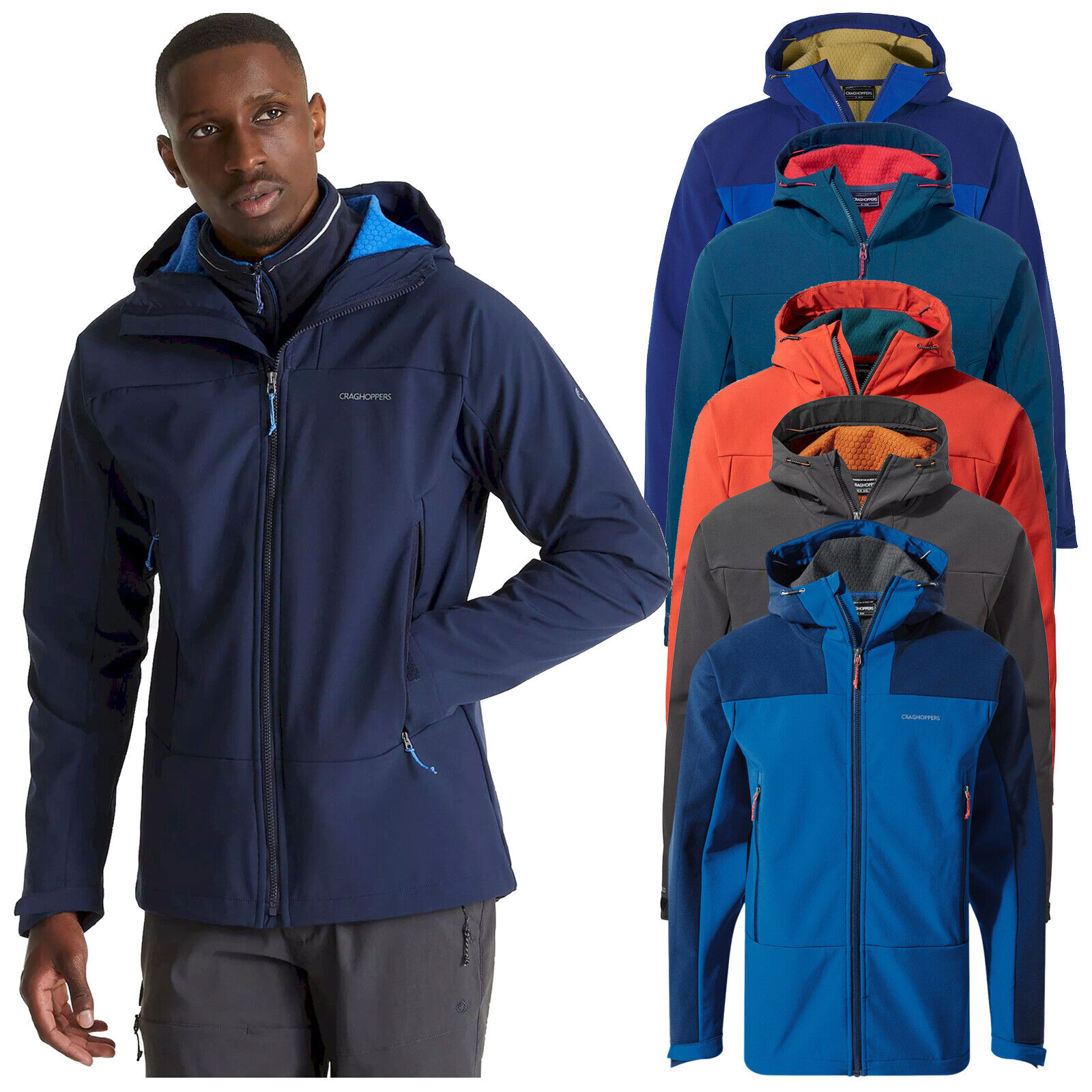 2024 Craghoppers Mens Tripp Hooded Softshell Fleece Jacket Top Water Resistant eBay