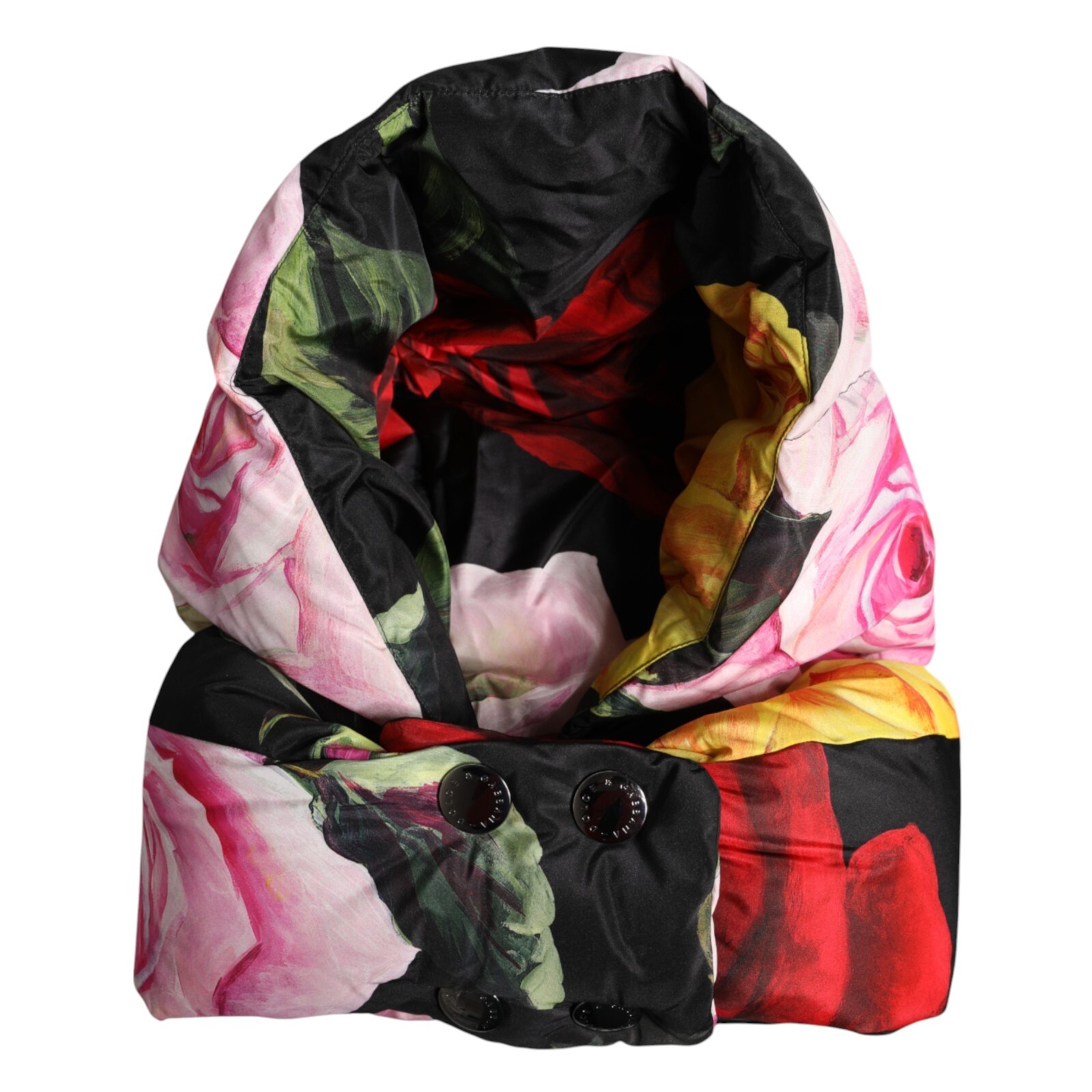 DOLCE & GABBANA Hat Black Floral Print Whole Head Wrap