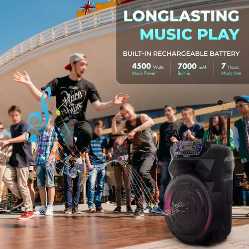 18" Portable Bluetooth Party Speaker DJ PA Loud Karaoke Systems W/ Mic Remote