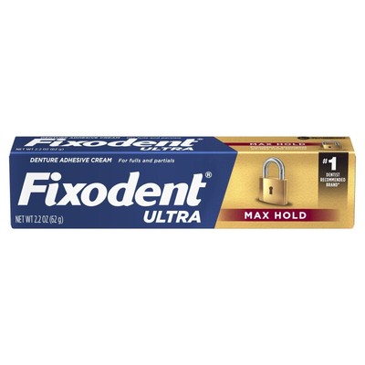 Fixodent Ultra Max Hold Denture Adhesive Cream for Full and Partials 2.2 Ounce