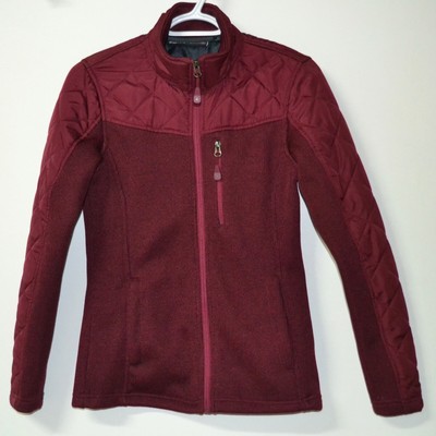 Swiss Tech Womens XSmall (0-2)  Zip Front Jacket  Cranberry Knit and Quilted EUC