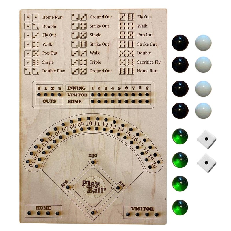 Baseball Tabletop Board Game For Kids & Adults Family Wooden