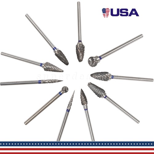 10Pcs Dental Lab Polishing Bur Drills Tungsten Steel Carbide Burs 2.35MM CE FDA