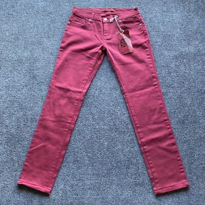 NEW U-51 Pants Womens 5/6 Red Denim Straight Leg Five Pockets Cotton Blend