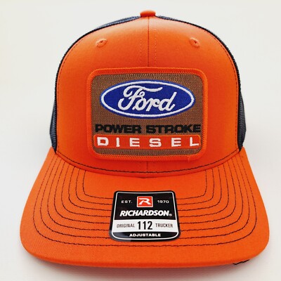 Ford Diesel Power Stroke Embroidered Patch Hat Cap Trucker Style Mesh Snapback