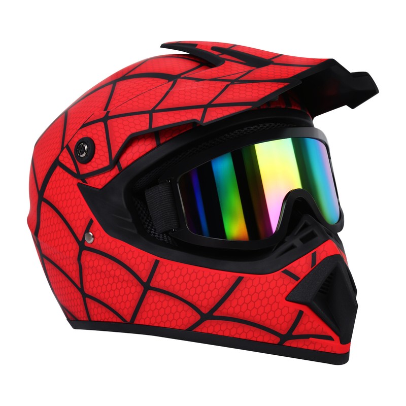 DOT Spider Motocross Full Face Helmet with Goggles  for Off-road Dirt Bike ATV