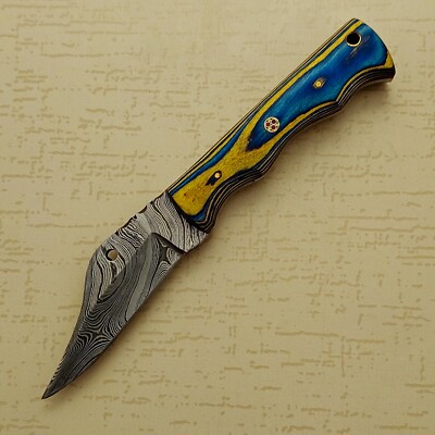 8'' HAND MADE DAMSCUS FULL TANG KNIFE WITH AMERICAN WOOD HANDLE 