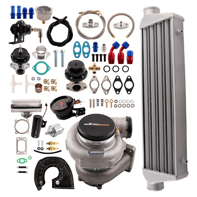 Anti Surge GT35 T3 Turbo Kit Intercooler+ Blow Off Valve+ Tachometer + Wastegate