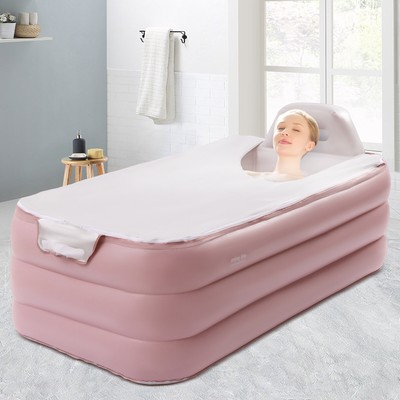 3 Layers Folding Inflatable Bathtub PVC Adult Shower Spa Pool Foldable Bath Tub 