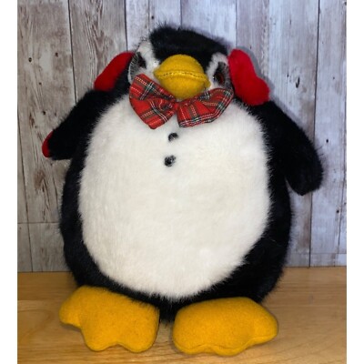 Russ Berrie & Co Fairbanks 10'' Female Penguin Lashes Bowtie Stuffed Animal Plush