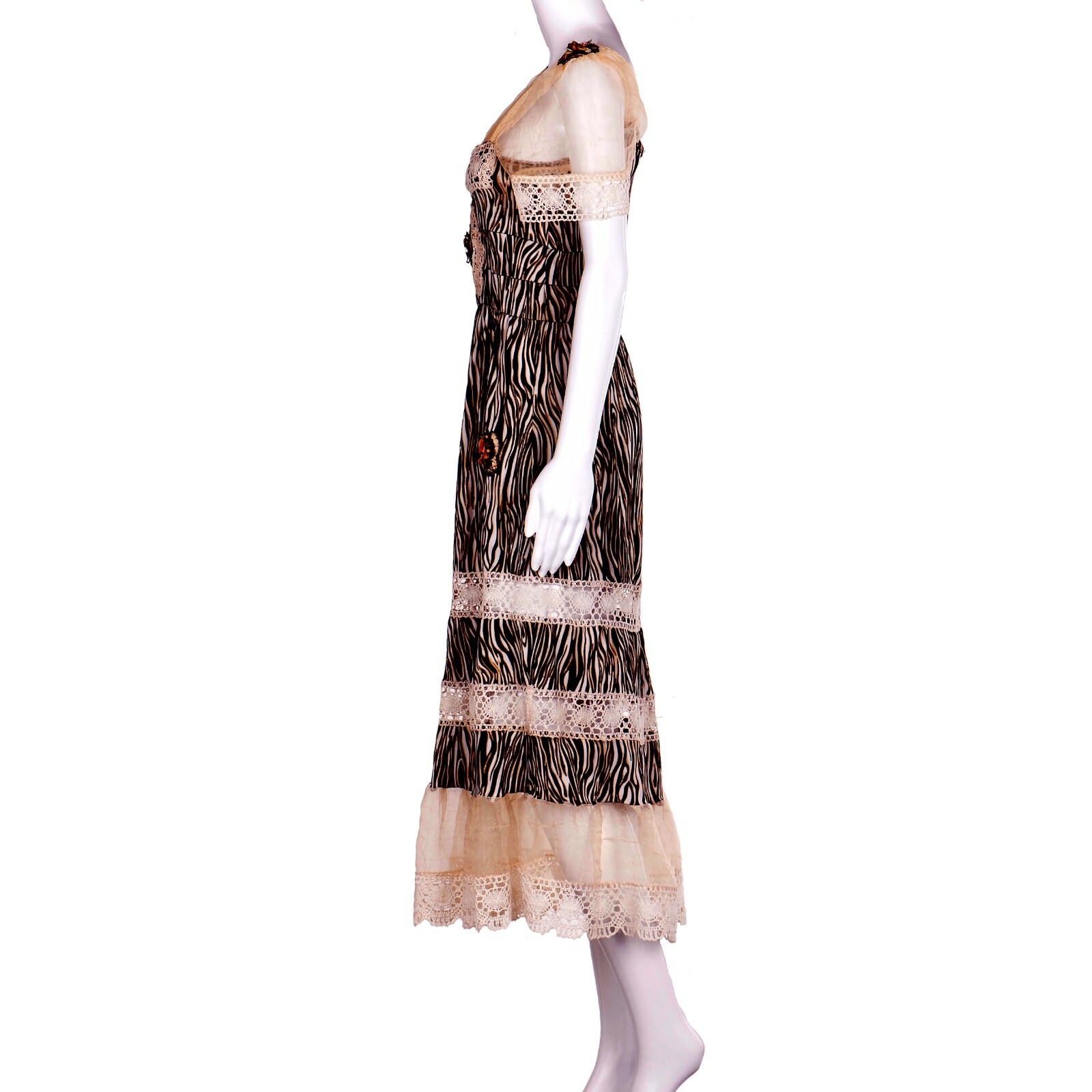 Pre-owned Amira Di Transilvania Women Clothing Summer Dress Fashion Brand Embroidered Black White Animal Print 1