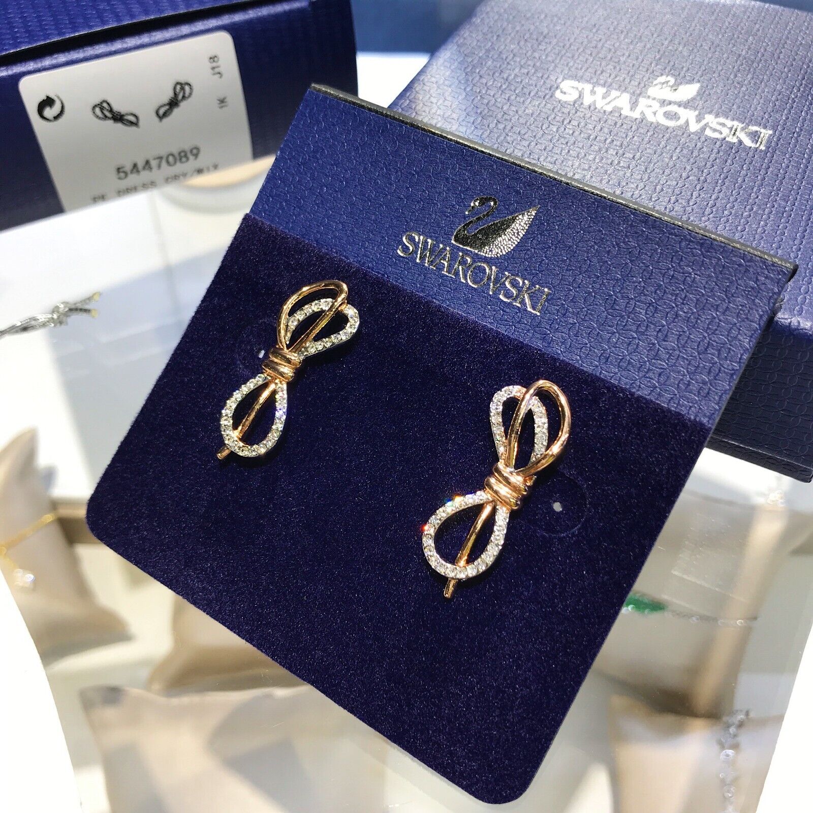 Swarovski LifeLong Bow Women's Cluster Earrings - White Swarovski LifeLong Bow Women's Cluster Earrings - White