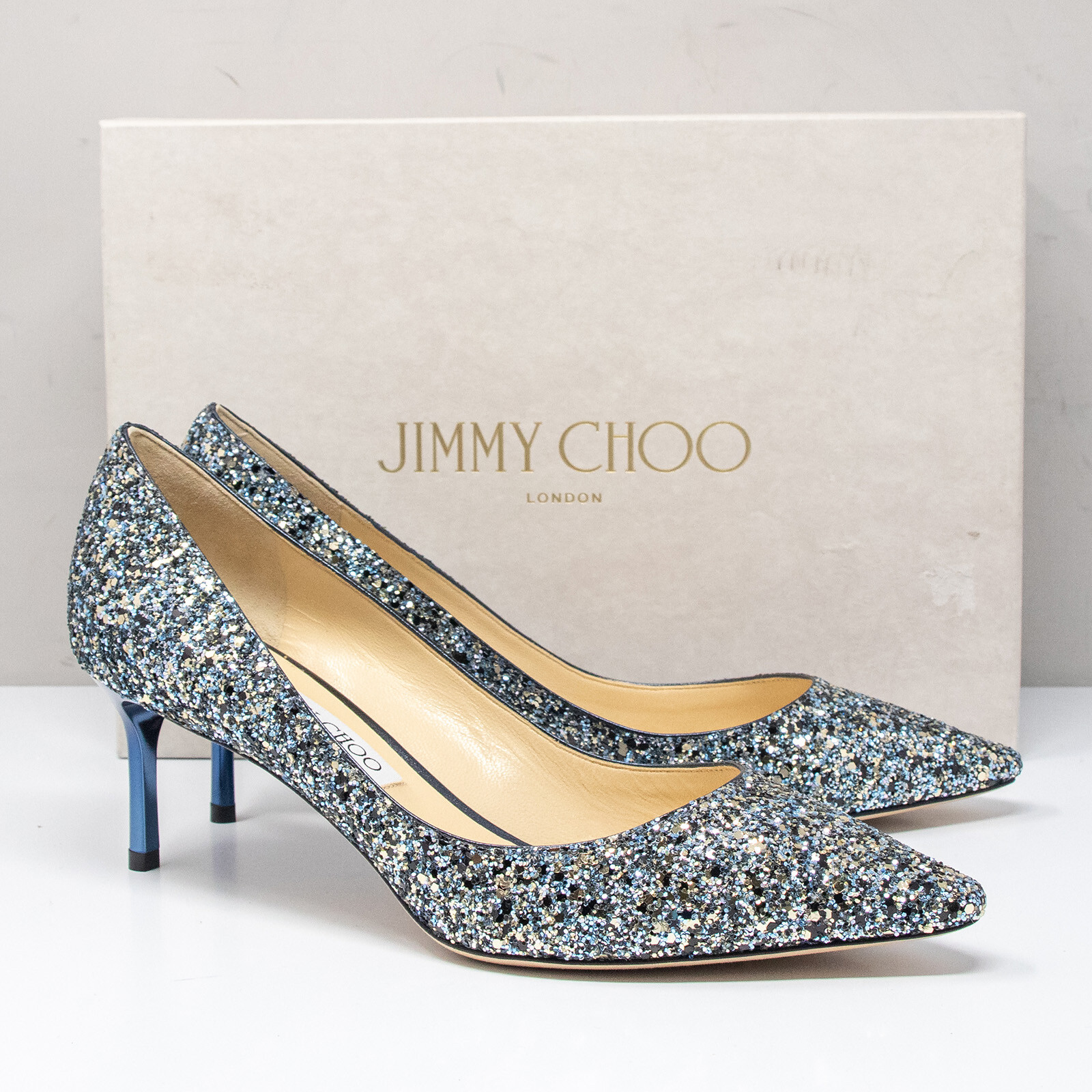 Jimmy Choo Romy 60, Size 40 EU (10 US) Electric Blue Glitter Jimmy Choo Romy 60, Size 40 EU (10 US) Electric Blue Glitter