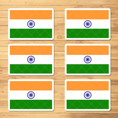 India Flag Stickers - 6-Pack High-Quality Vinyl Decals for Laptops, Cars, Window