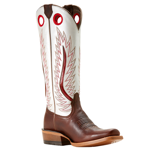 Pre-owned Ariat Ladies Futurity Rich Java & Pearly White Brown Western Boot 10053660