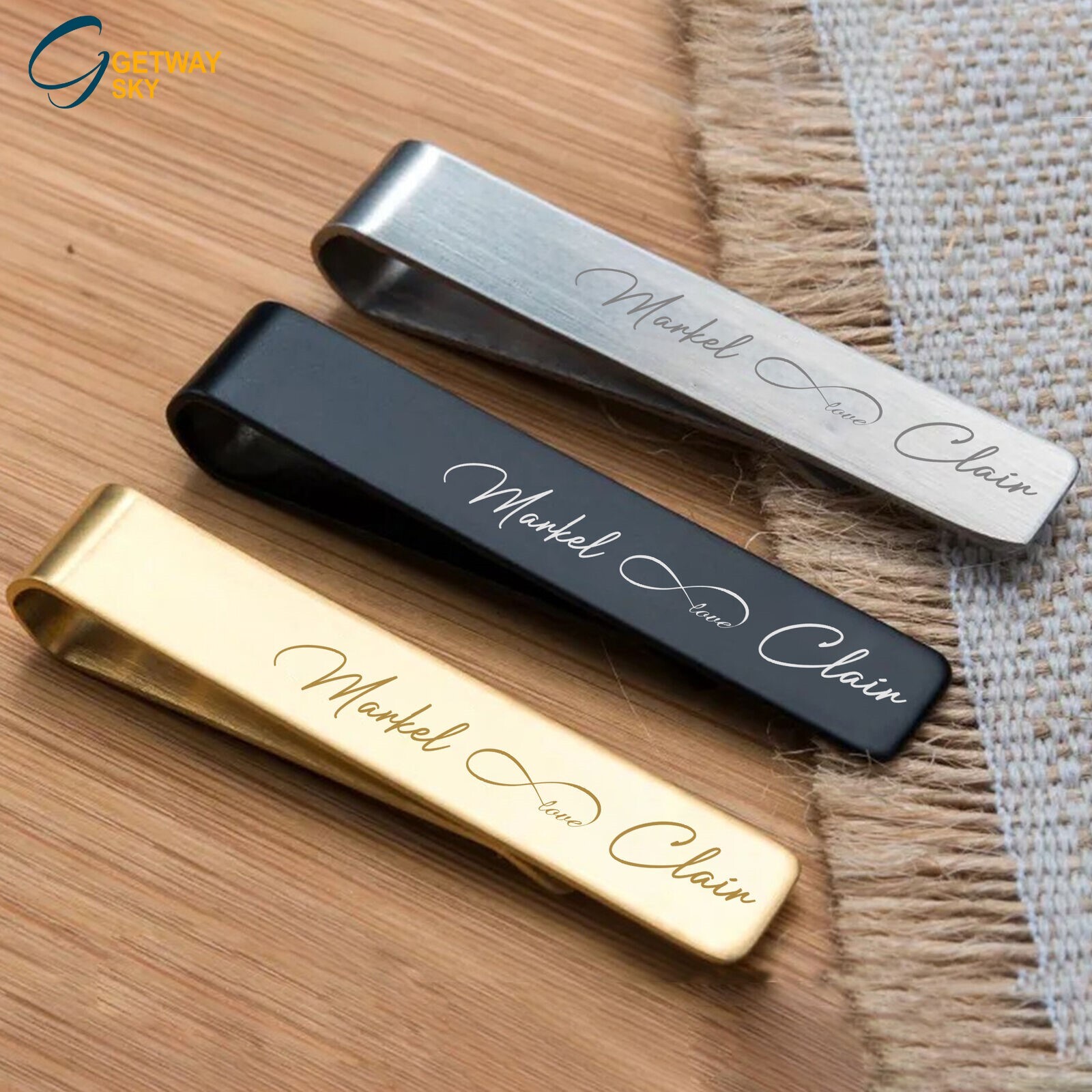 Personalised Engraved Tie Clip for Men  Best Man  Dad  Wedding  Christmas Gift