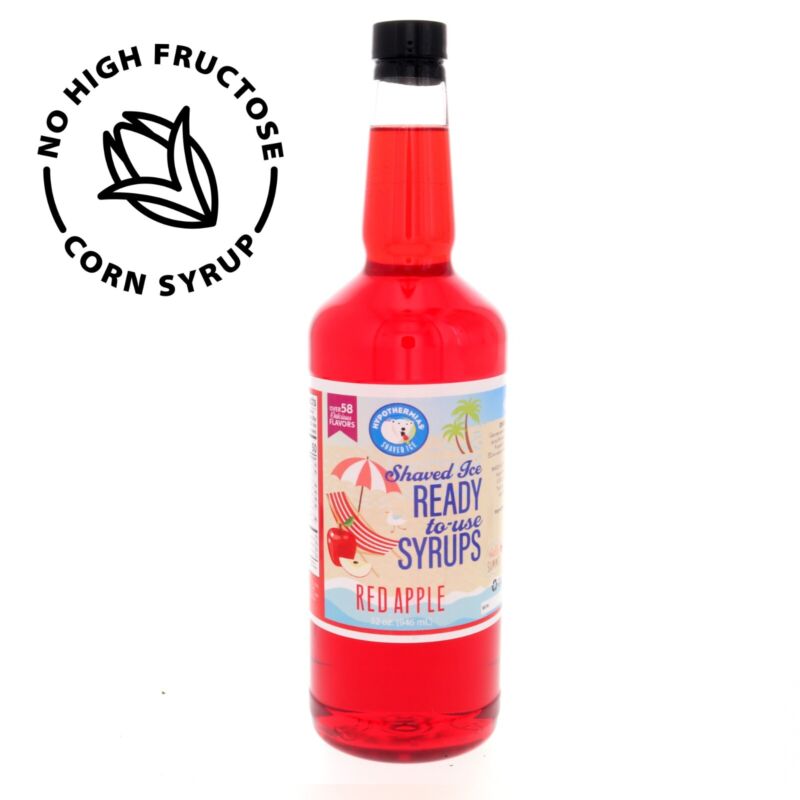 Red Apple 🍧 Ready to Use 🍧 Shaved Ice or Sno Cone Syrup Quart (32 Fl Oz)