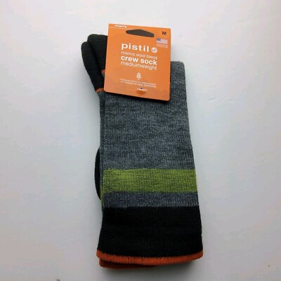 Pistil Men s Wool Blend Ryder Crew Socks Made In USA Size M (M 6-8.5, W 7-9.5)