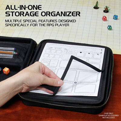 ENHANCE Tabletop RPG Organizer Case - DnD Organizer with Character Sheet Holder