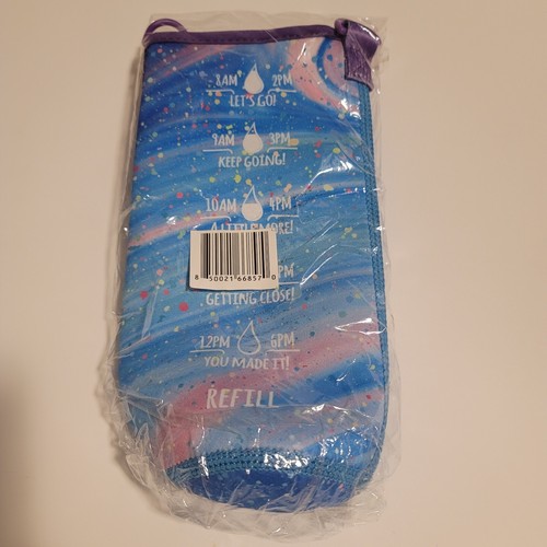 Hydro Mate Blue Purple Water Bottle Sleeve Holder Strap hydrate intake tracker