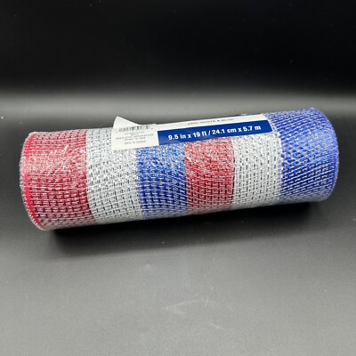 Metallic Patriotic Stripe Deco Mesh 9.5 in x 19 Ft 4th of July USA Wreath Decor