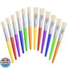 Joyooss Kids Paint Brushes, 12 Pcs Round/Flat Large, Easy to Clean and Grip Washable No Shed Hog Bristle for Watercolor, Acrylic, Gouache
