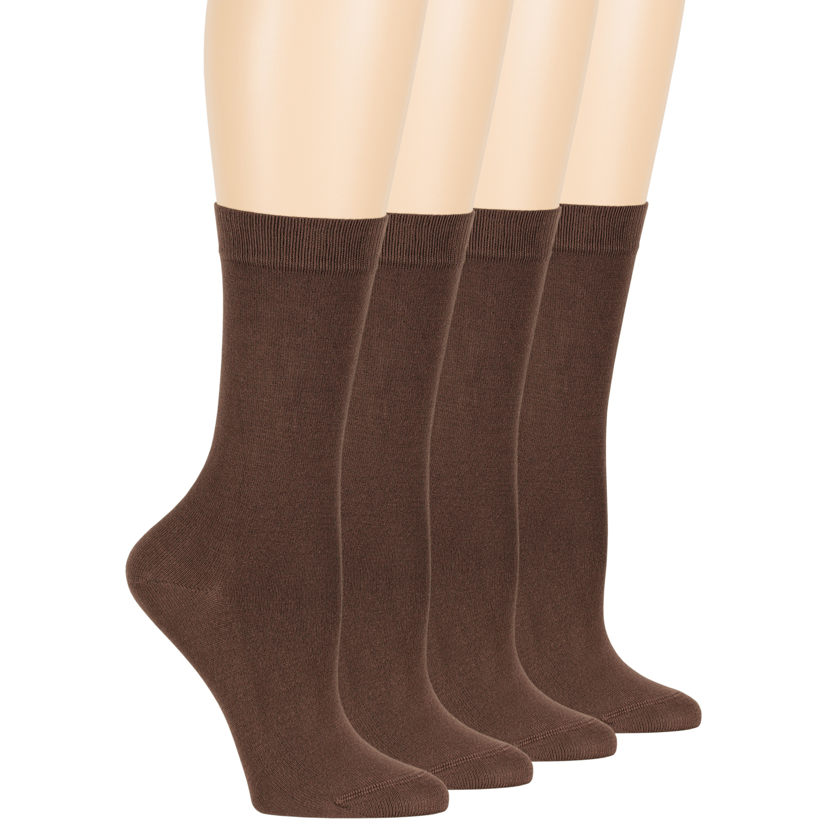 Women's Bamboo 4 Pack Solid Thin Dress Business Crew Socks Medium 9-11 Brown - Picture 8 of 9