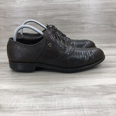 FootJoy Lizard Golf Shoes Men's 10 A Brown Soft Spike Lace Up