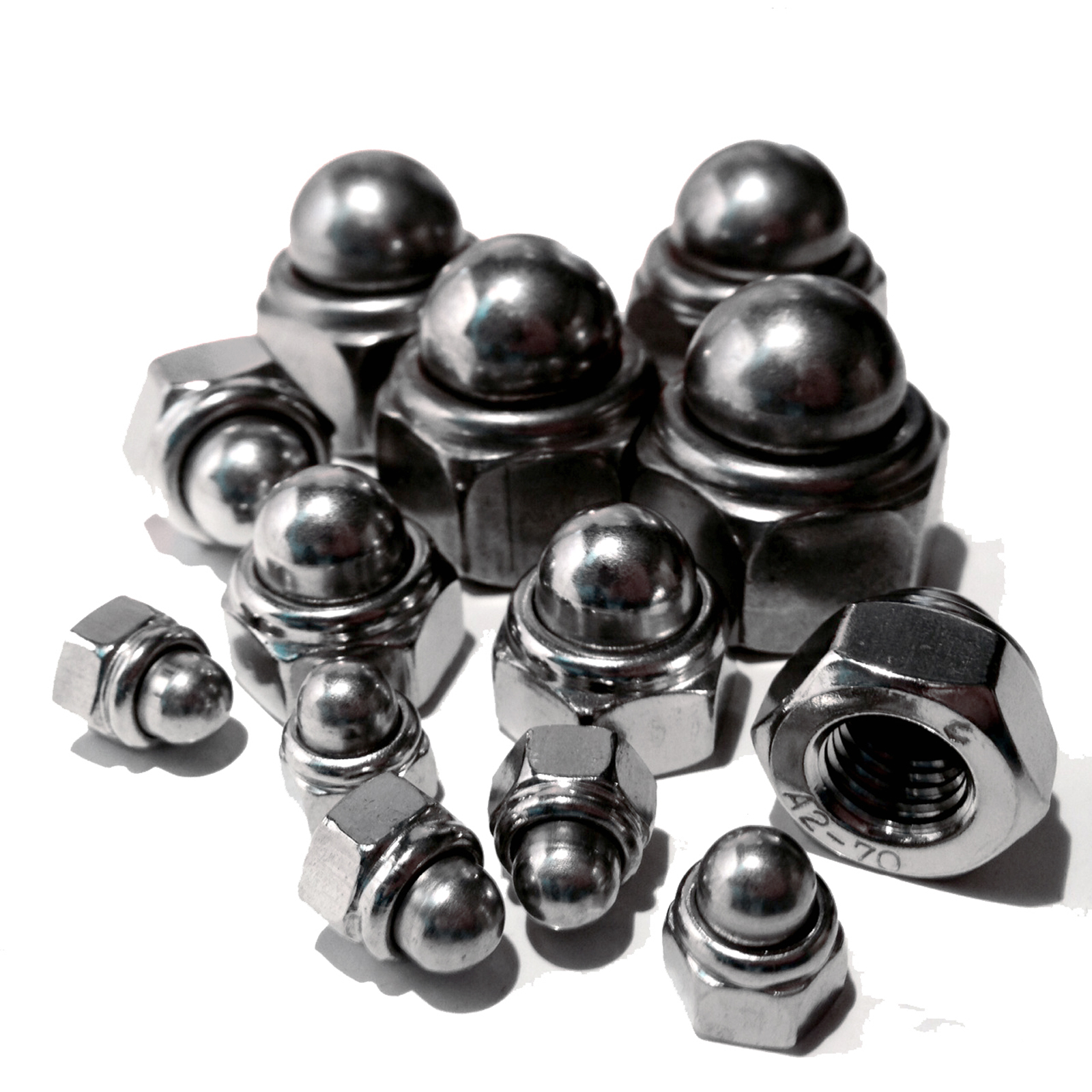 DOME NYLON M4 M5 M6 M8 M10 M12 M16 A2 STAINLESS STEEL DOMED NYLOC INSERT NUT
