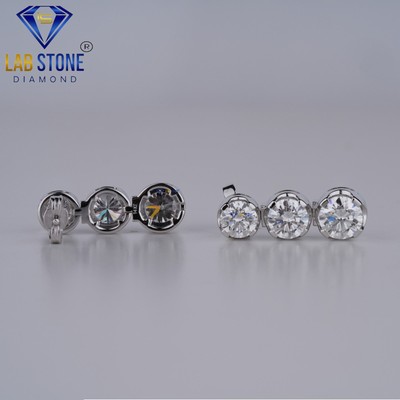 9.60 TCW Round Cut Diamond Gold Earring by Labstone 925 silver