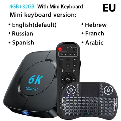 TV Box Voice Assistant 8K 6K 3D Wifi6 2.4G&5.8G 4GB RAM 64G Top Box Media player