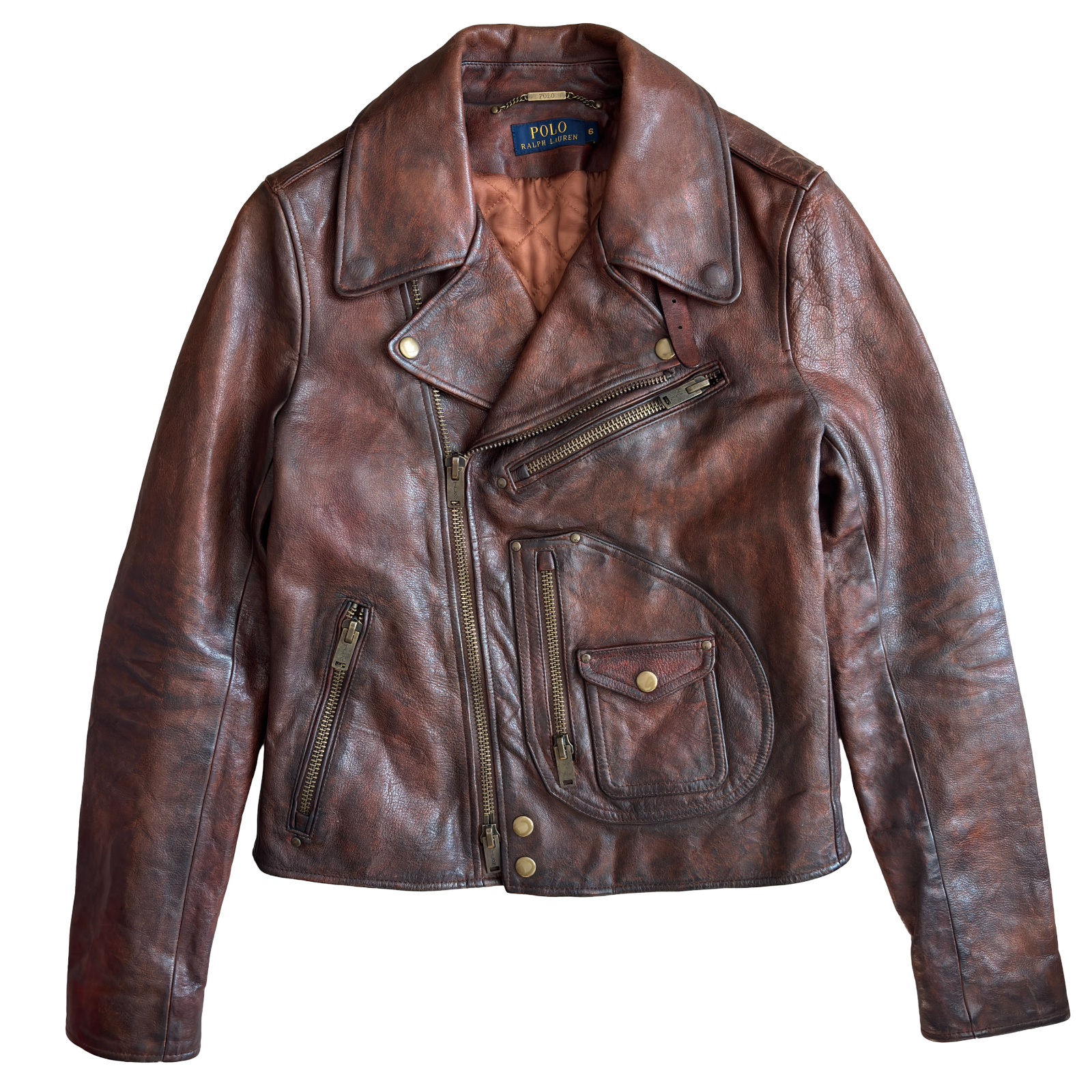 Polo Ralph Lauren Leather Moto Biker Jacket RRL Purple Label Style