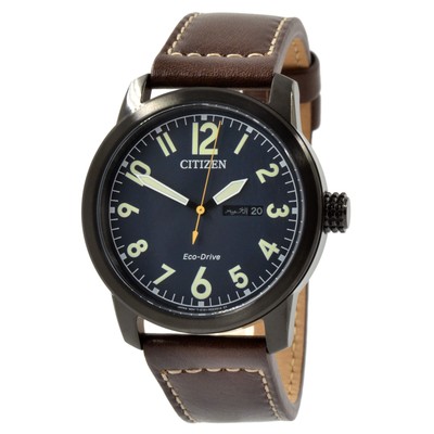 Citizen Men's Chandler Eco-Drive Dark Blue Dial Brown Leather Watch BM8478-01L